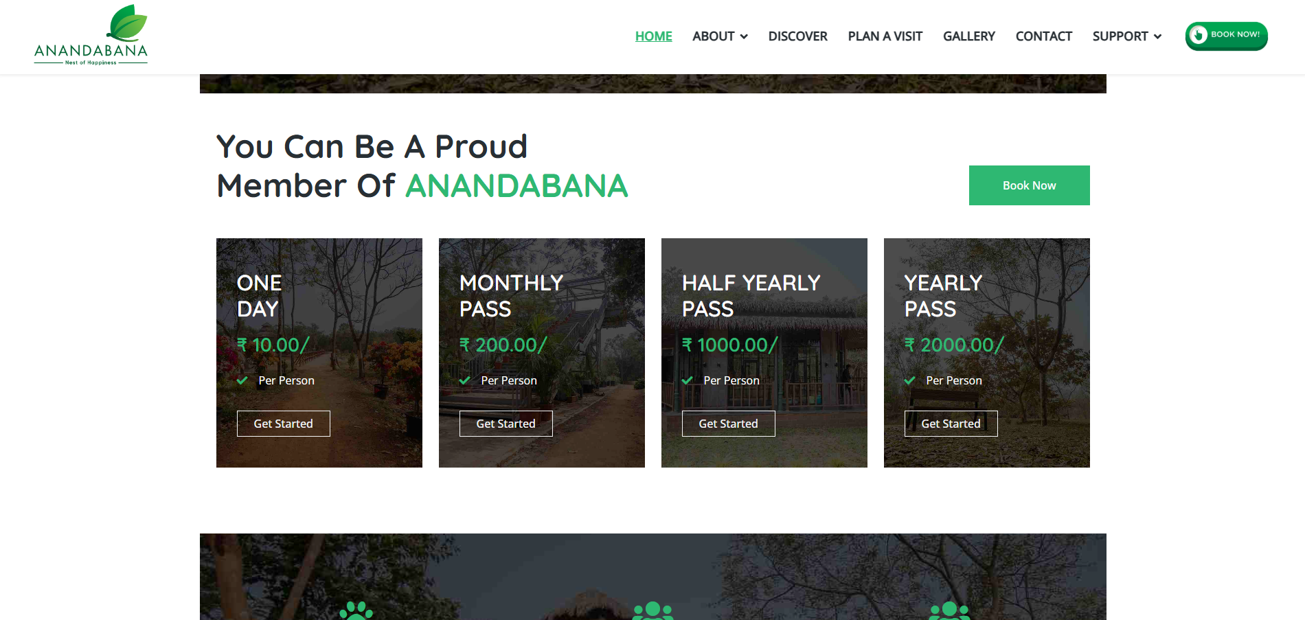 Monthly, half-yearly and annual subscription pass options at Anandabana