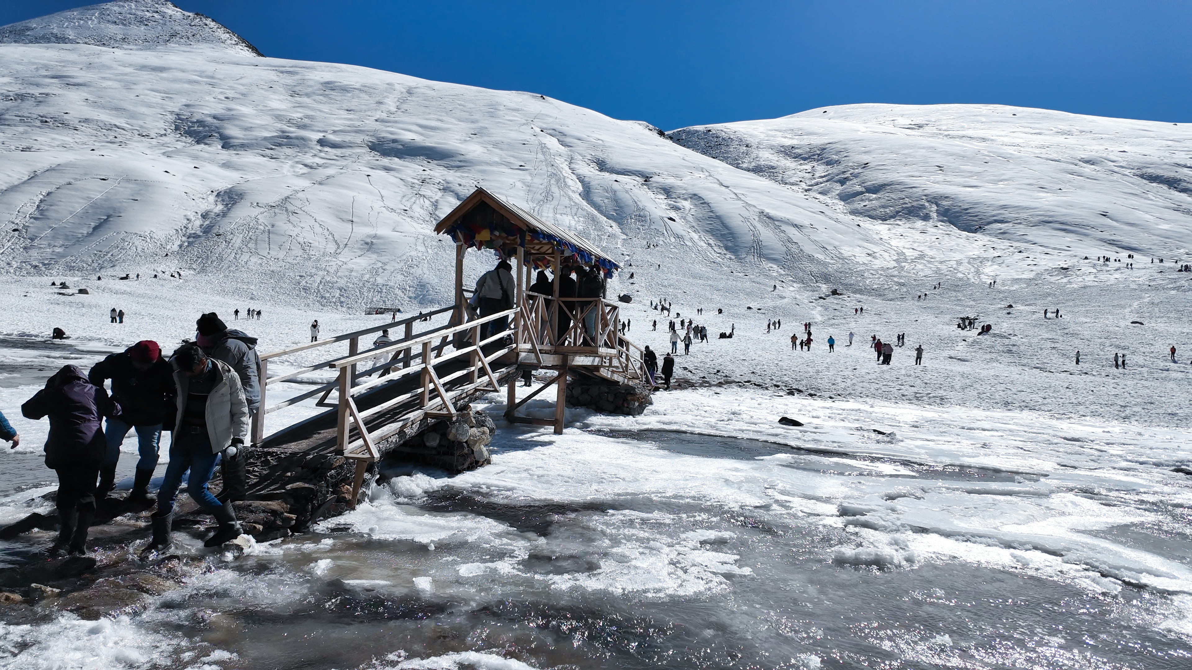 Snow-covered mountains at Zero Point, North Sikkim