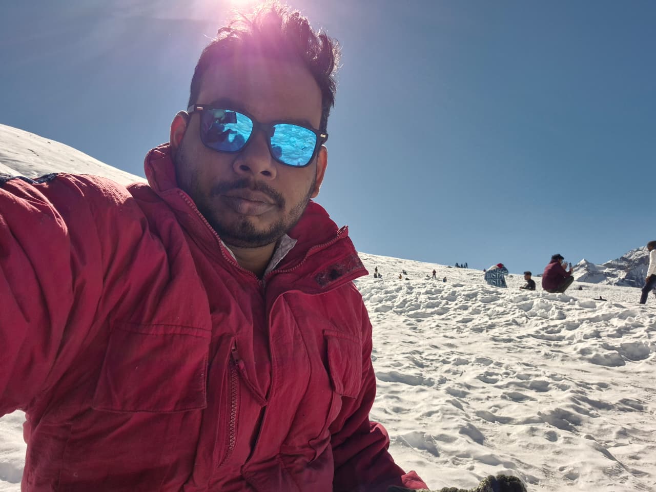 Standing in the snow at Zero Point