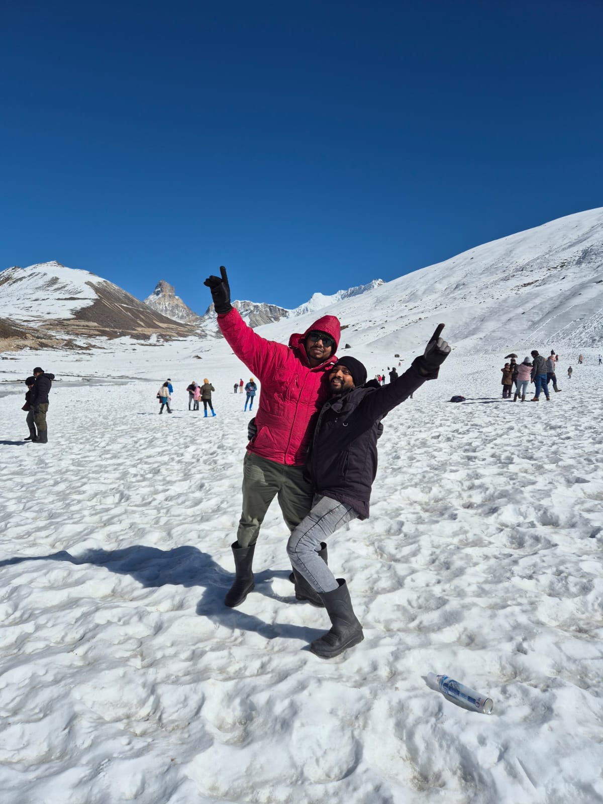 Pravat and the narrator standing on ice at Zero Point