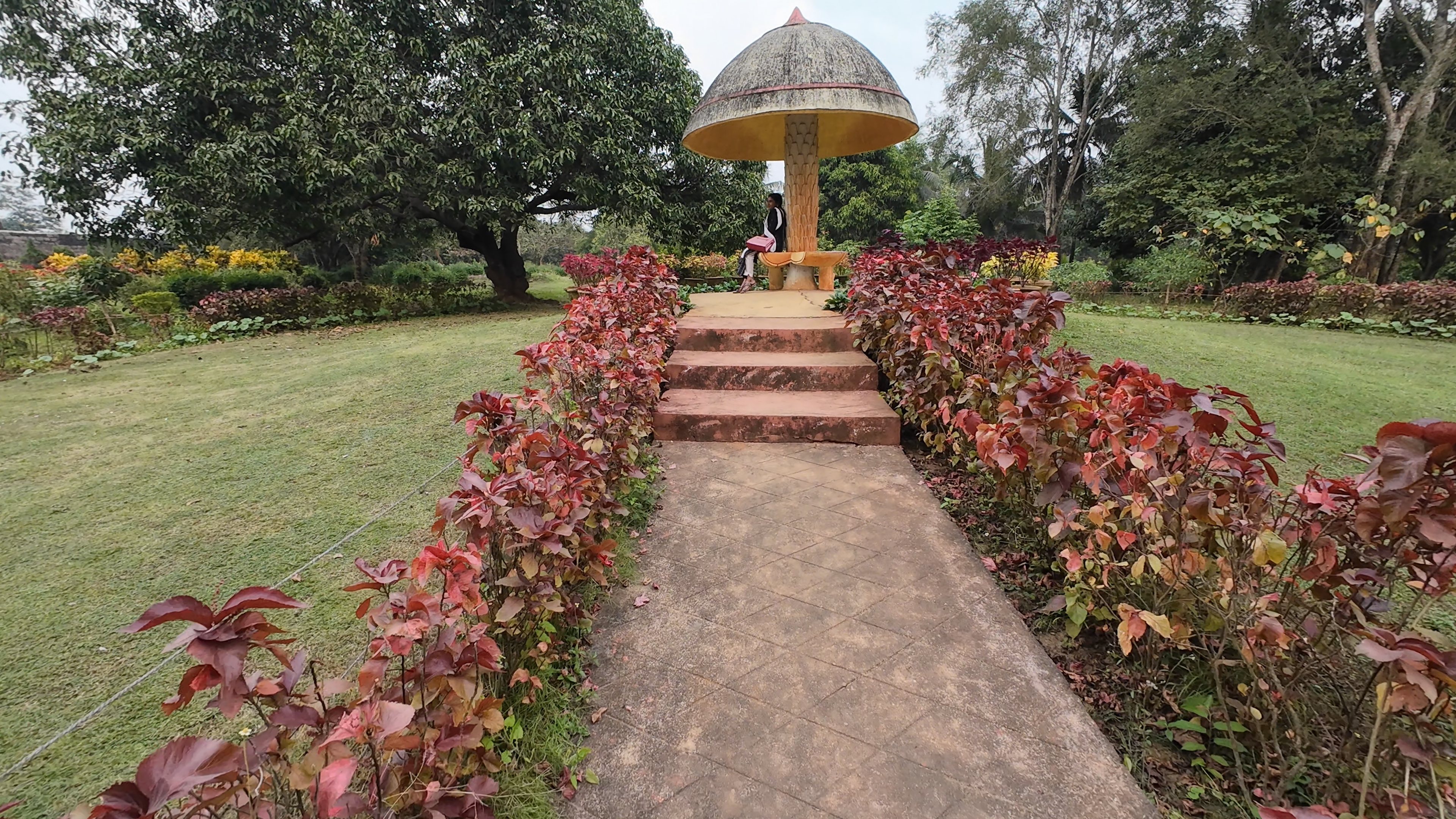 Flowering plants and pathways at the Mughal Garden