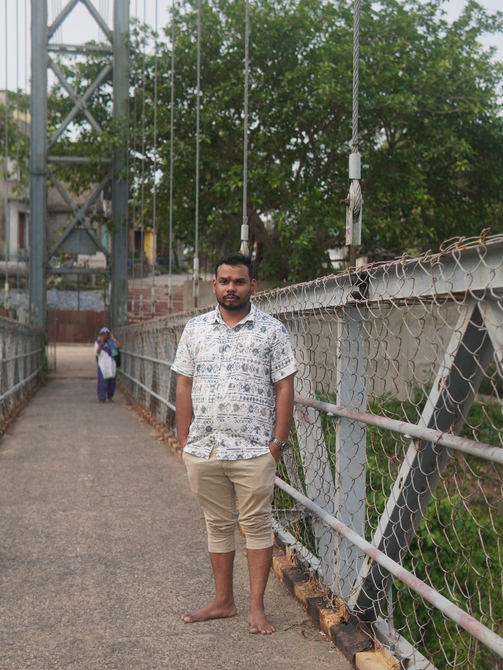 Standing on the Dhabaleswar suspension bridge over Mahanadi