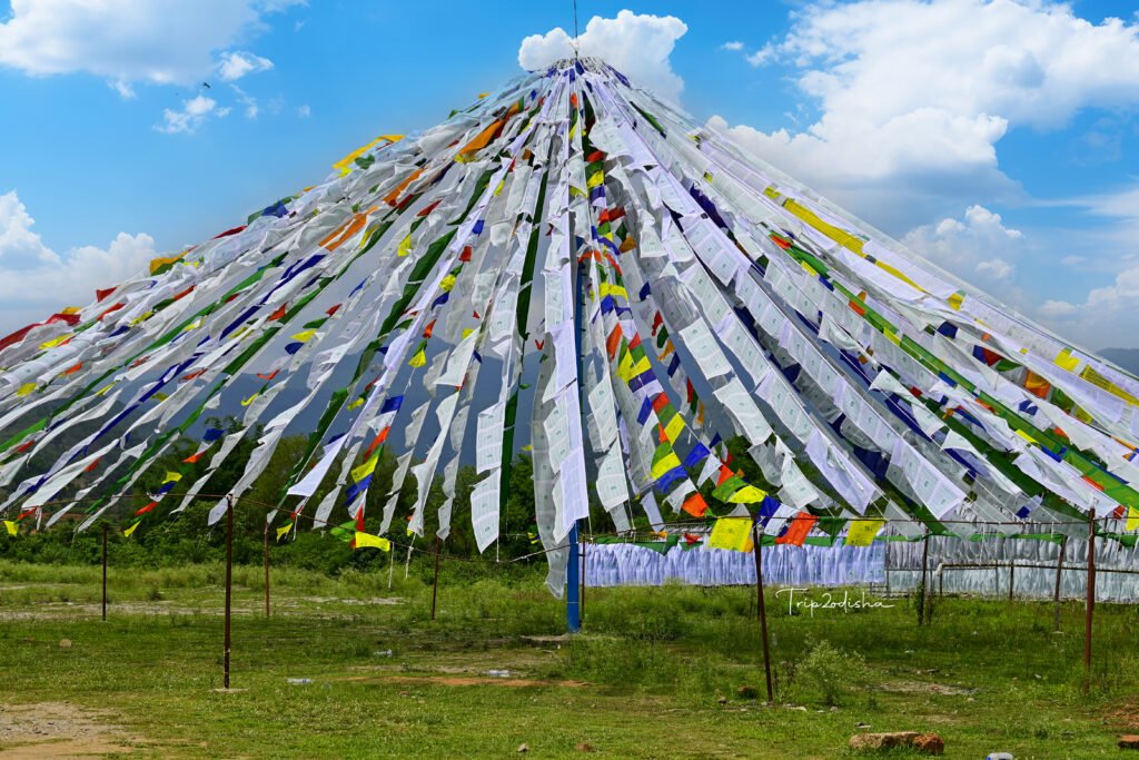Colourful Tibetan prayer flags at Jirang